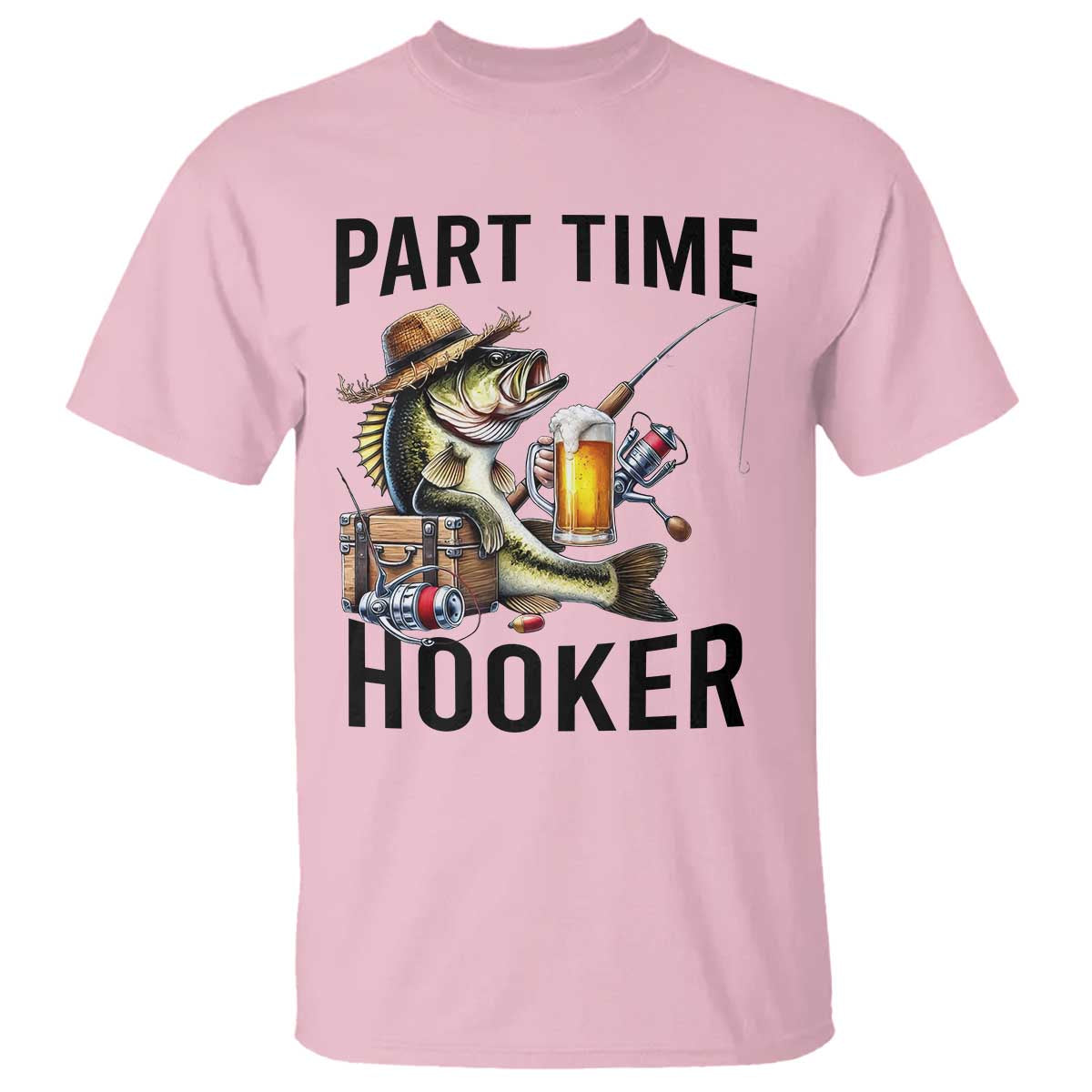 Part Time Hooker T Shirt Funny Bass Fishing Beer Joke - Wonder Print Shop