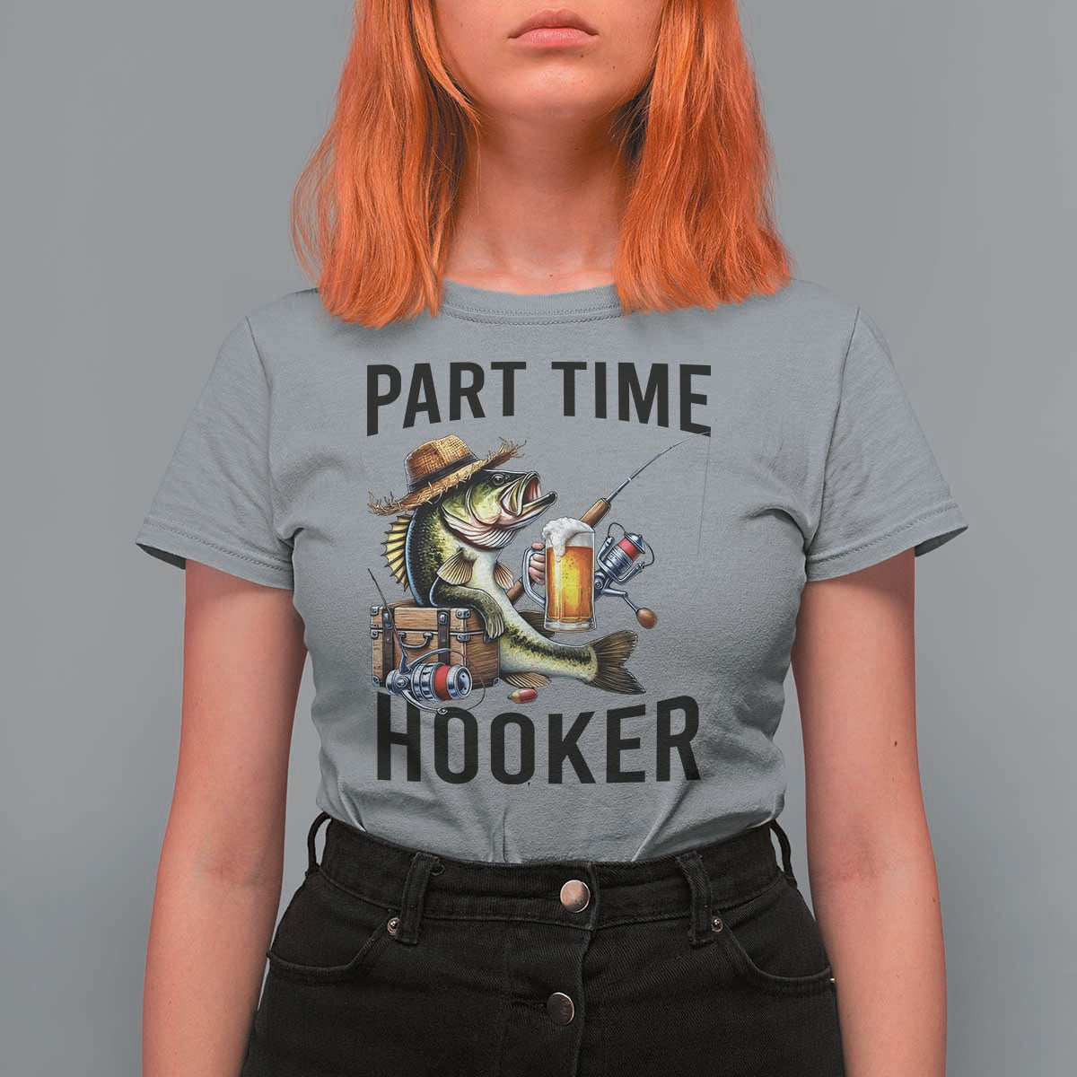 Part Time Hooker T Shirt For Women Funny Bass Fishing Beer Joke - Wonder Print Shop