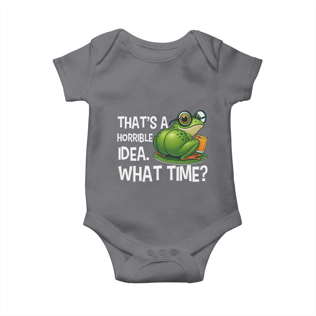 Thats A Horrible Idea What Time Baby Onesie Funny Frog Joke Meme - Wonder Print Shop