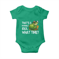Thats A Horrible Idea What Time Baby Onesie Funny Frog Joke Meme - Wonder Print Shop