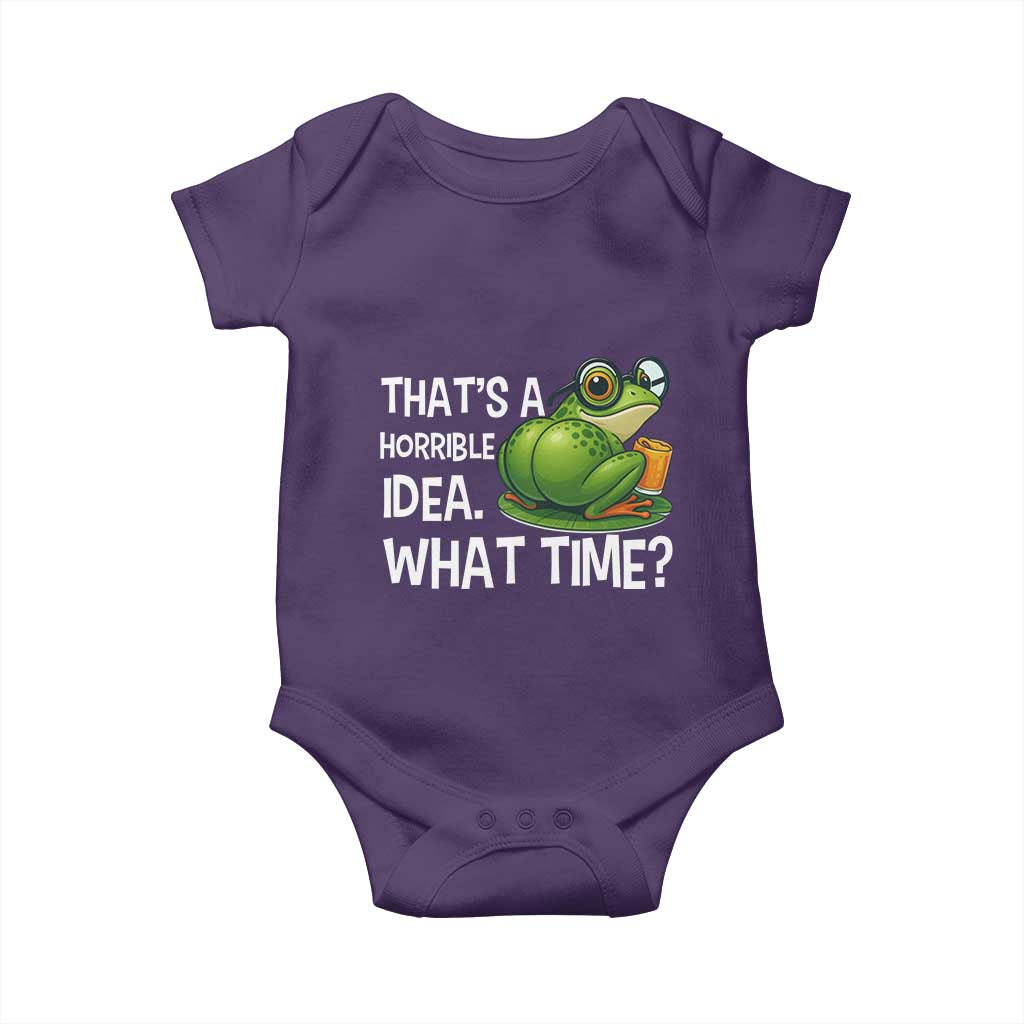 Thats A Horrible Idea What Time Baby Onesie Funny Frog Joke Meme - Wonder Print Shop