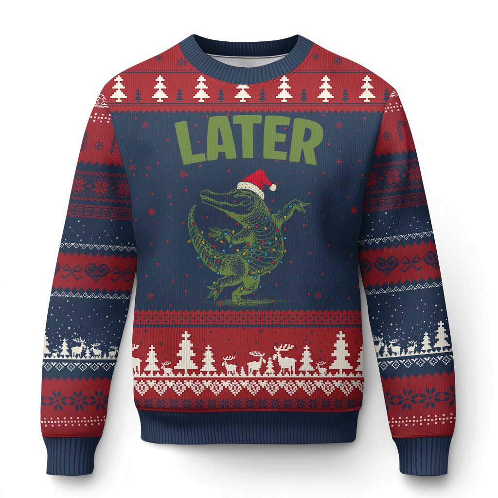 Funny Gator Sarcastic Xmas Ugly Christmas Sweater Later Alligator - Wonder Print Shop