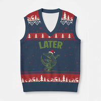 Funny Gator Sarcastic Xmas V-Neck Knit Sweater Vest Later Alligator - Wonder Print Shop