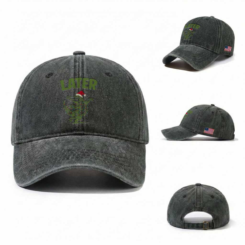 Funny Gator Sarcastic Christmas Washed Cotton Baseball Cap Later Alligator
