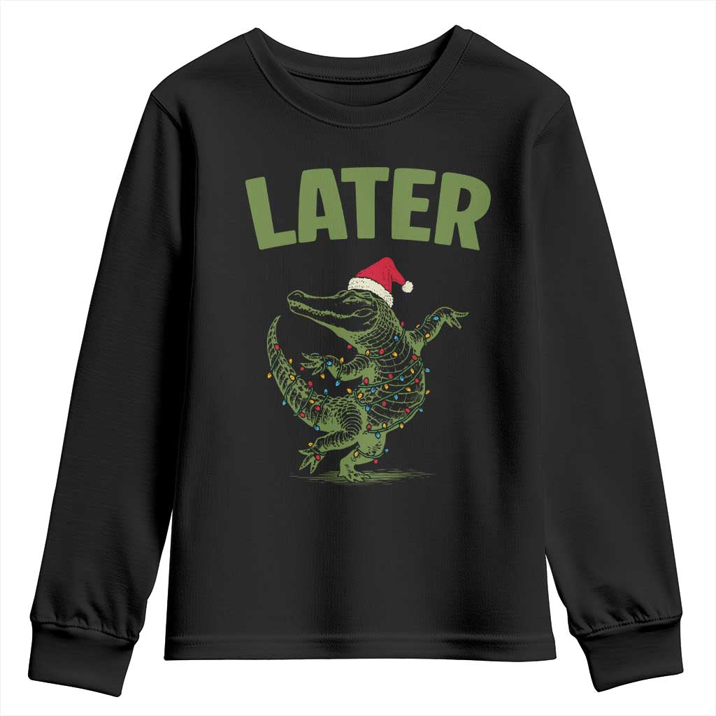 Funny Gator Sarcastic Christmas Youth Sweatshirt Later Alligator - Wonder Print Shop