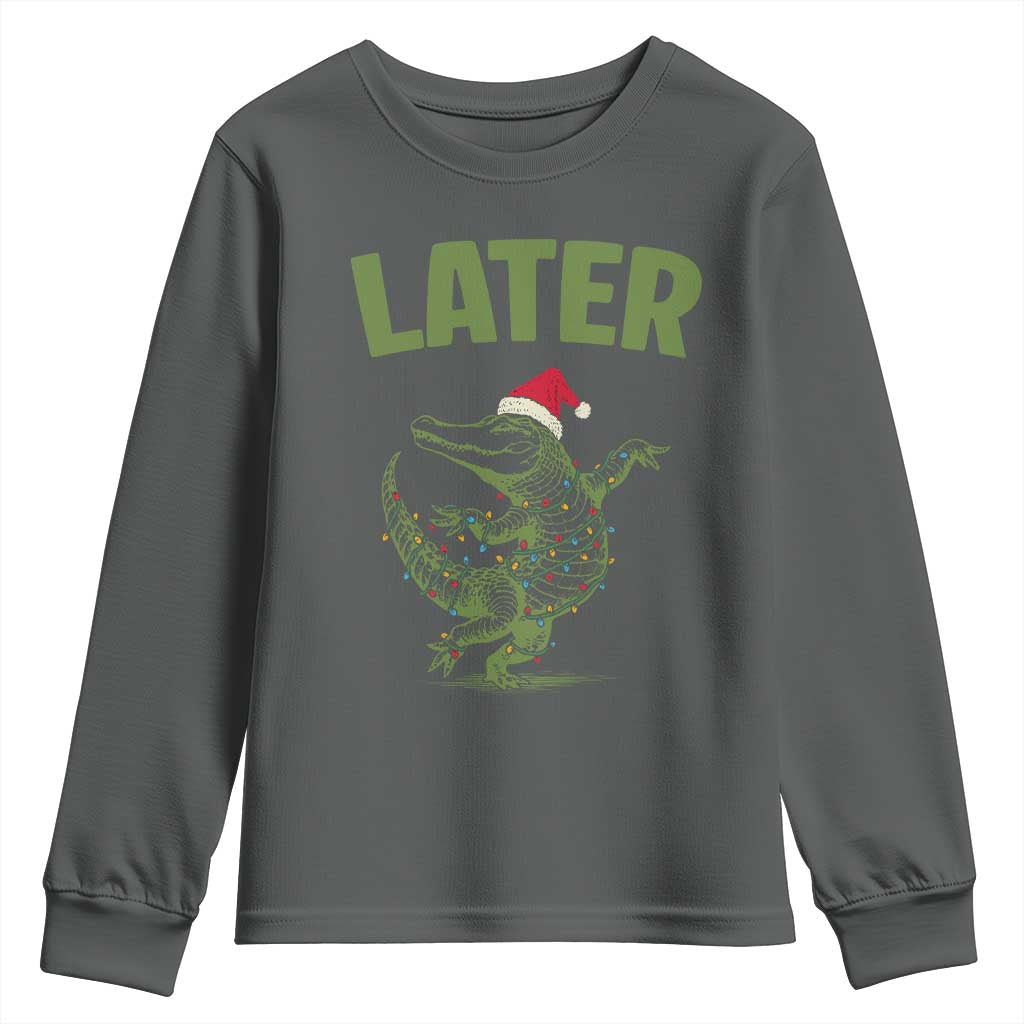 Funny Gator Sarcastic Christmas Youth Sweatshirt Later Alligator - Wonder Print Shop