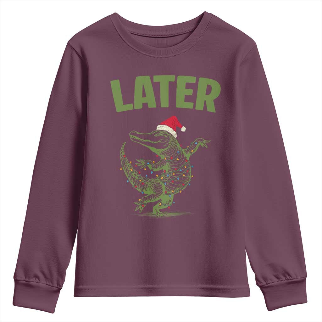 Funny Gator Sarcastic Christmas Youth Sweatshirt Later Alligator - Wonder Print Shop