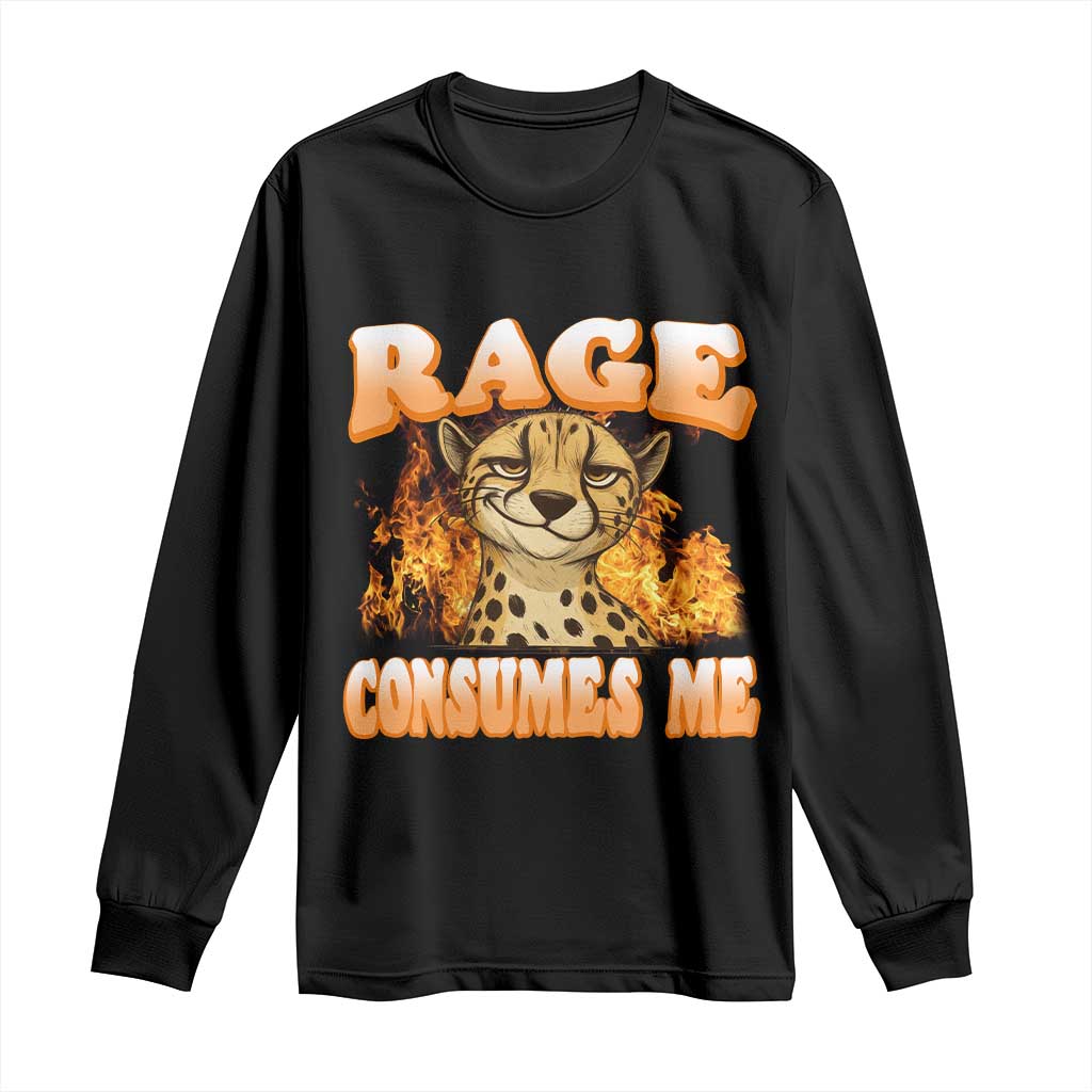 Cool Cheetah Long Sleeve Shirt Funny Range Consumes Me Sarcastic Wild Animal - Wonder Print Shop