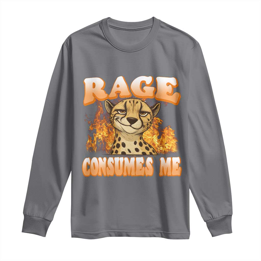 Cool Cheetah Long Sleeve Shirt Funny Range Consumes Me Sarcastic Wild Animal - Wonder Print Shop