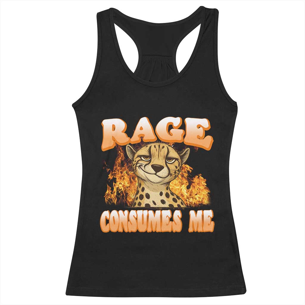 Cool Cheetah Racerback Tank Top Funny Range Consumes Me Sarcastic Wild Animal - Wonder Print Shop