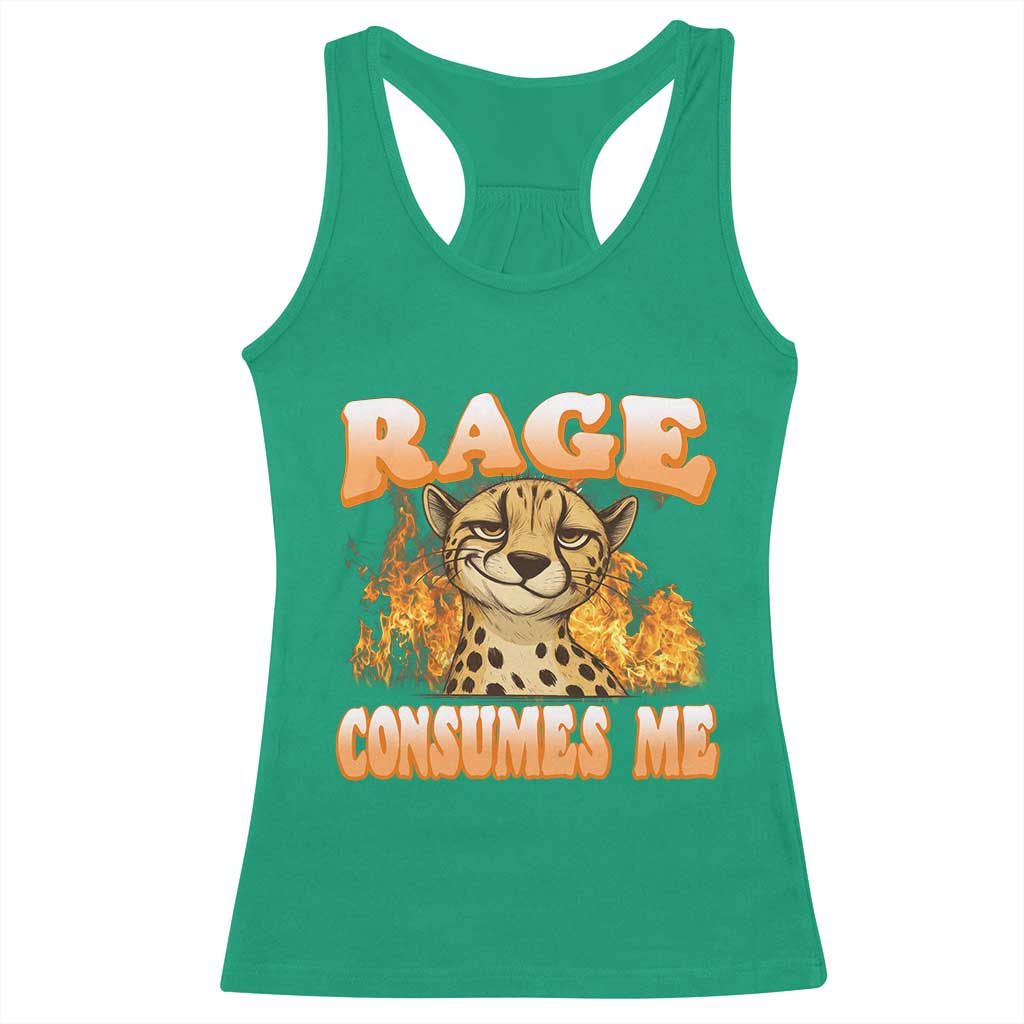Cool Cheetah Racerback Tank Top Funny Range Consumes Me Sarcastic Wild Animal - Wonder Print Shop