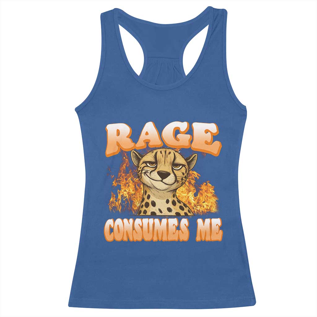 Cool Cheetah Racerback Tank Top Funny Range Consumes Me Sarcastic Wild Animal - Wonder Print Shop
