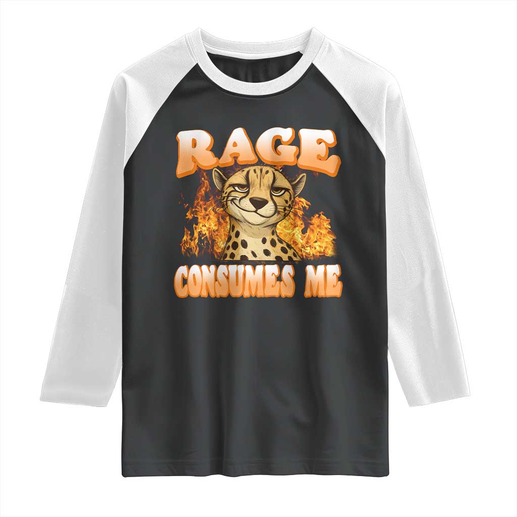 Cool Cheetah Raglan Shirt Funny Range Consumes Me Sarcastic Wild Animal - Wonder Print Shop