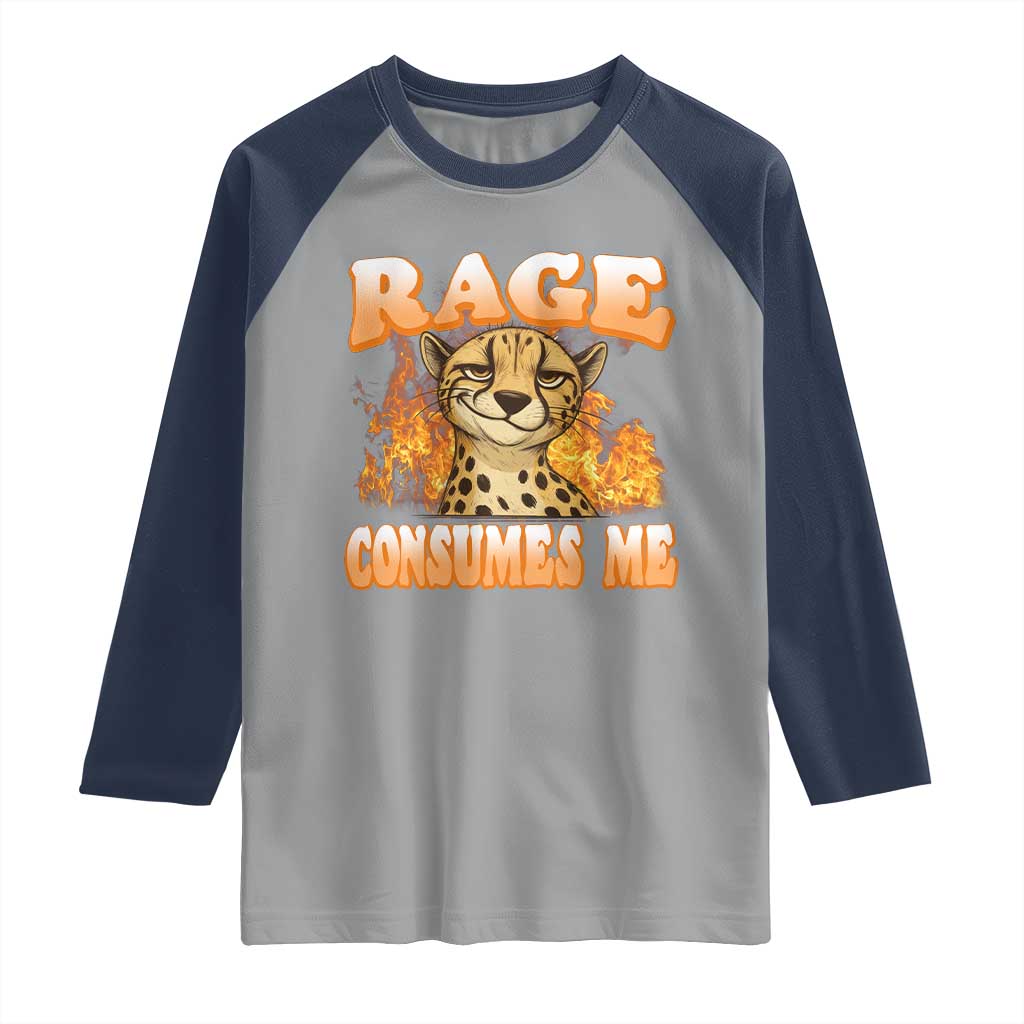Cool Cheetah Raglan Shirt Funny Range Consumes Me Sarcastic Wild Animal - Wonder Print Shop