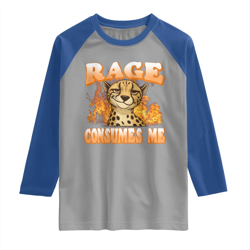 Cool Cheetah Raglan Shirt Funny Range Consumes Me Sarcastic Wild Animal - Wonder Print Shop