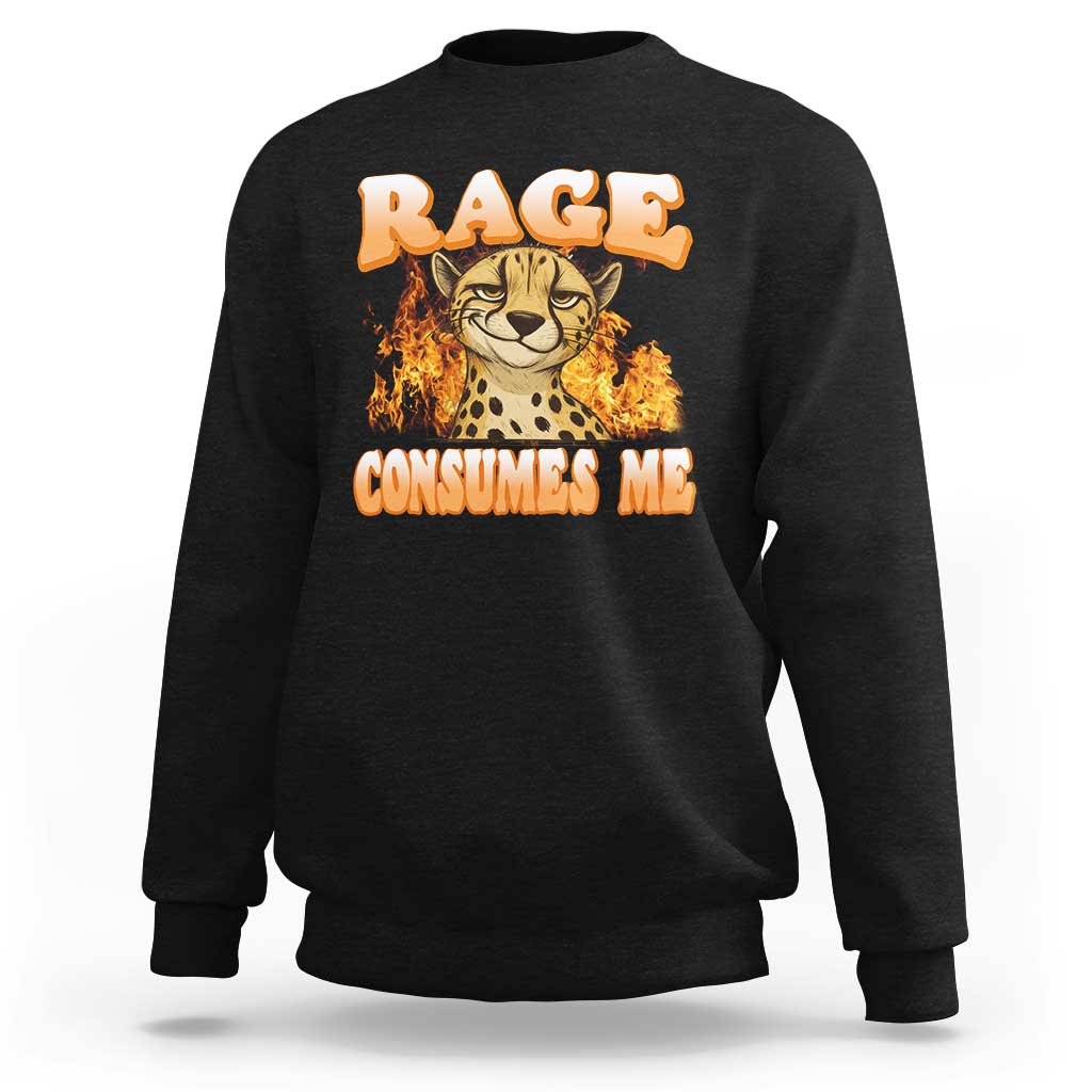 Cool Cheetah Sweatshirt Funny Range Consumes Me Sarcastic Wild Animal - Wonder Print Shop