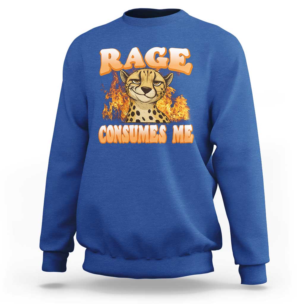 Cool Cheetah Sweatshirt Funny Range Consumes Me Sarcastic Wild Animal - Wonder Print Shop