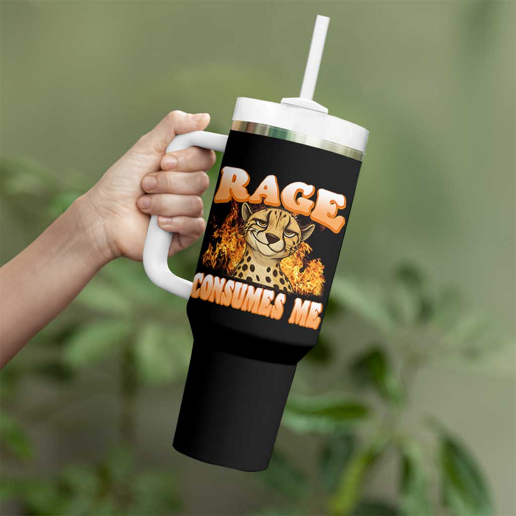 Cool Cheetah Tumbler With Handle Funny Range Consumes Me Sarcastic Wild Animal