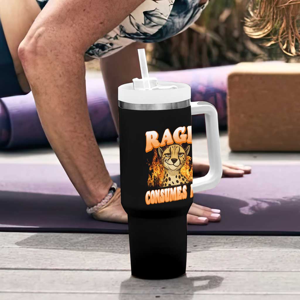 Cool Cheetah Tumbler With Handle Funny Range Consumes Me Sarcastic Wild Animal