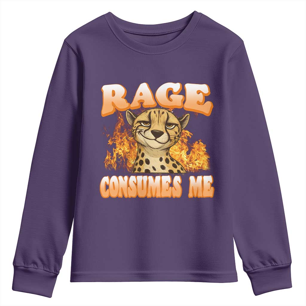 Cool Cheetah Youth Sweatshirt Funny Range Consumes Me Sarcastic Wild Animal - Wonder Print Shop