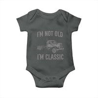 I'm Not Old I'm Classic Baby Onesie Retro Needlenose Semi Truck Old School Distressed Big Rig 18 Wheeler