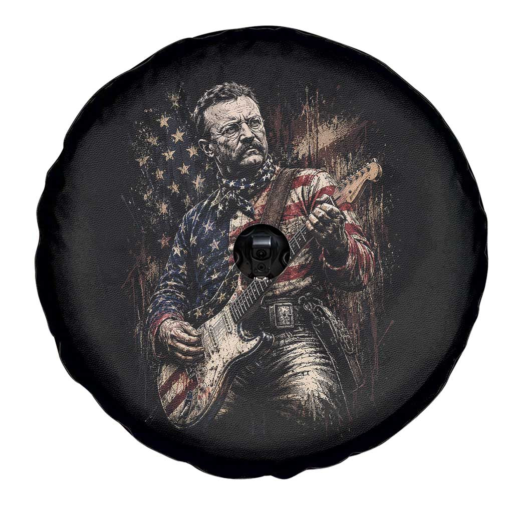 Teddy Roosevelt Playing Guitar 4th of July Spare Tire Cover