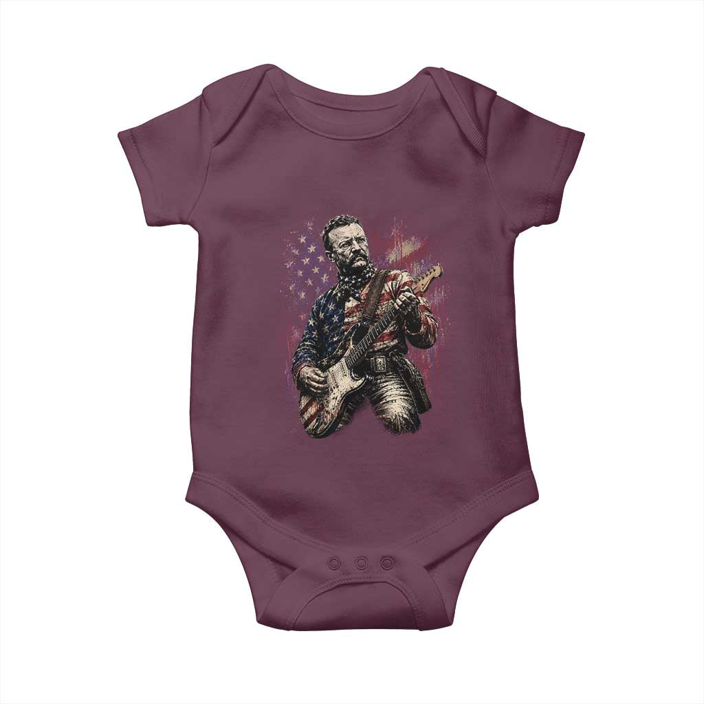 Teddy Roosevelt Playing Guitar 4th of July Baby Onesie