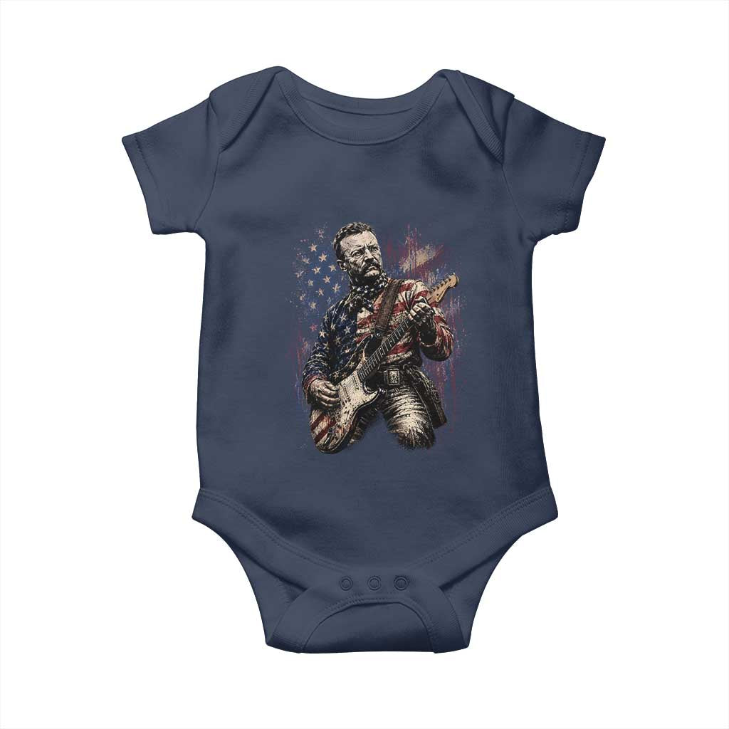 Teddy Roosevelt Playing Guitar 4th of July Baby Onesie