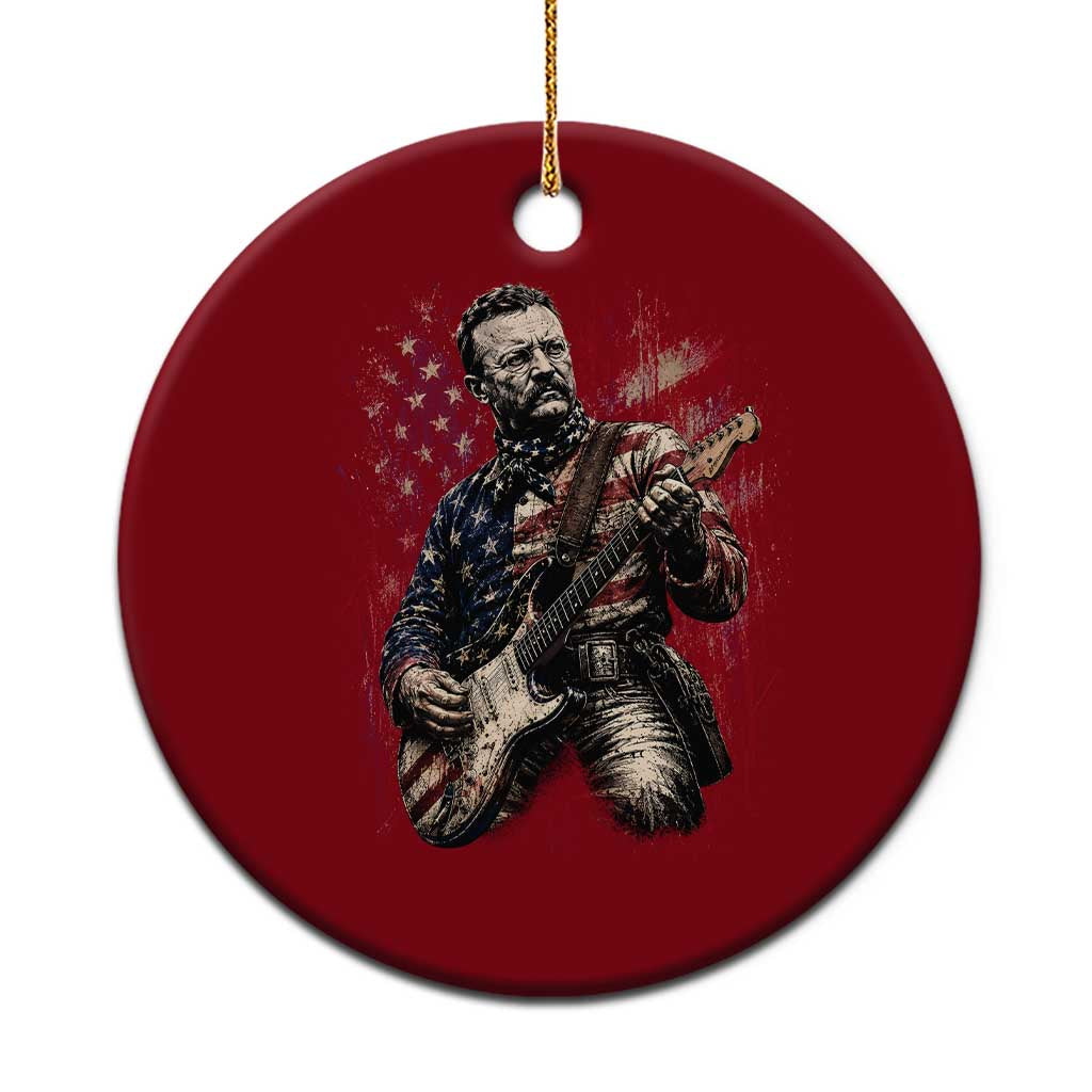 Teddy Roosevelt Playing Guitar 4th of July Ceramic Ornament