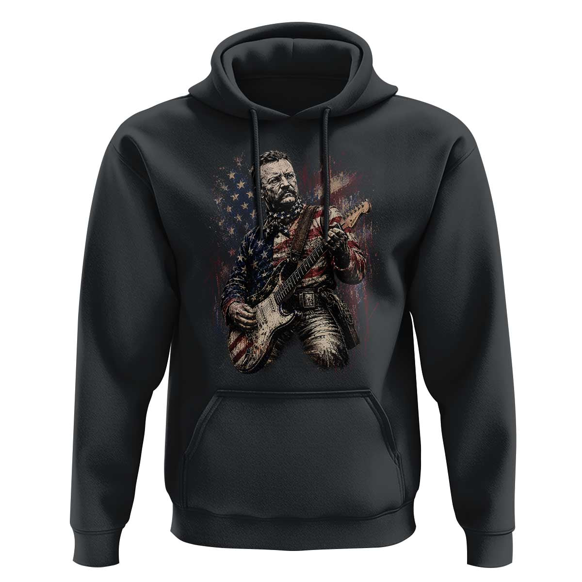 Teddy Roosevelt Playing Guitar 4th of July Hoodie
