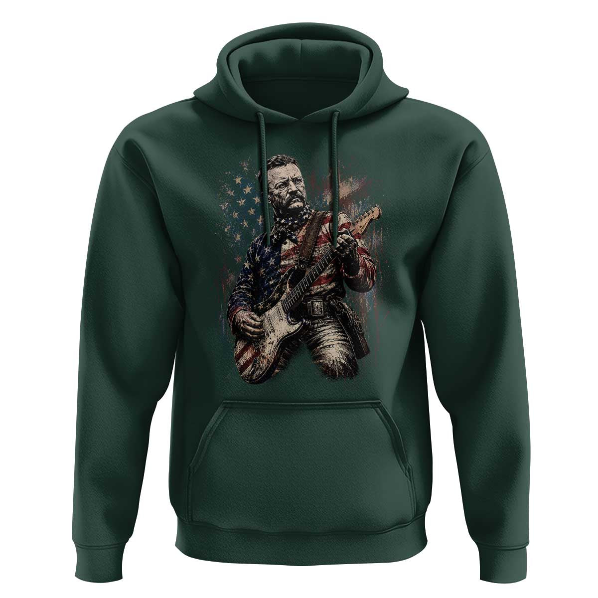 Teddy Roosevelt Playing Guitar 4th of July Hoodie