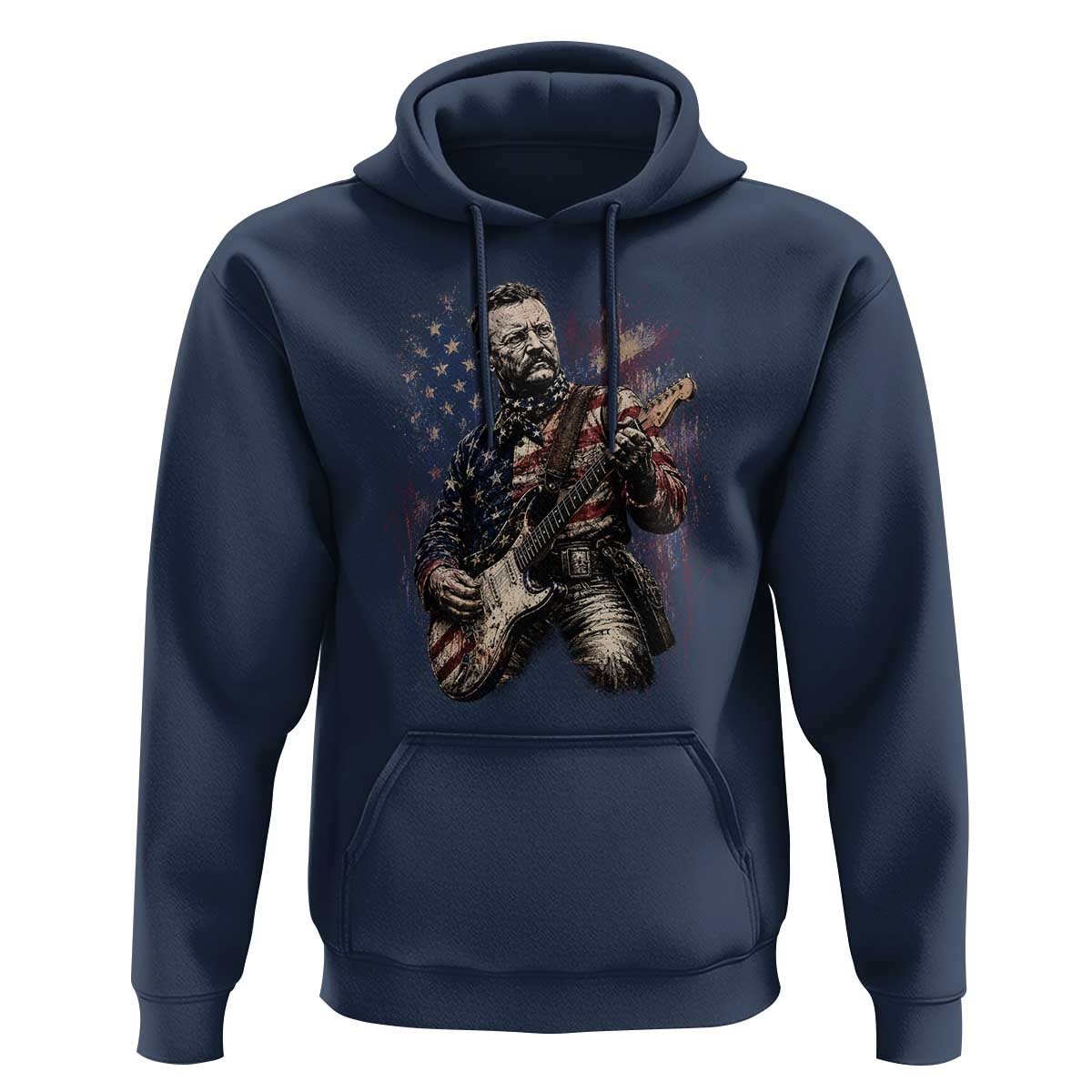 Teddy Roosevelt Playing Guitar 4th of July Hoodie