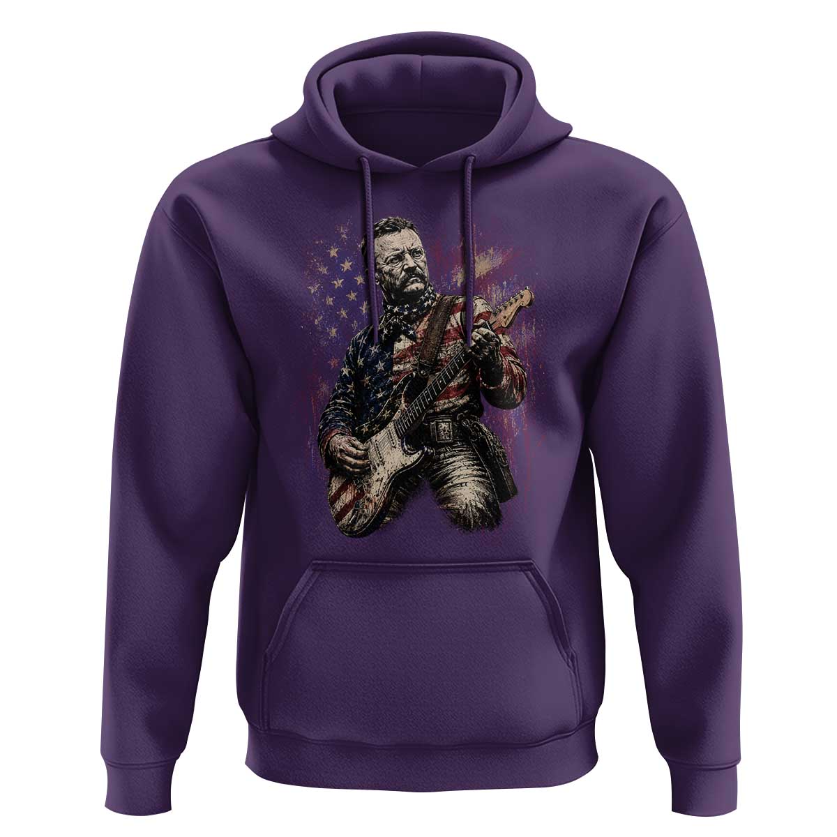 Teddy Roosevelt Playing Guitar 4th of July Hoodie