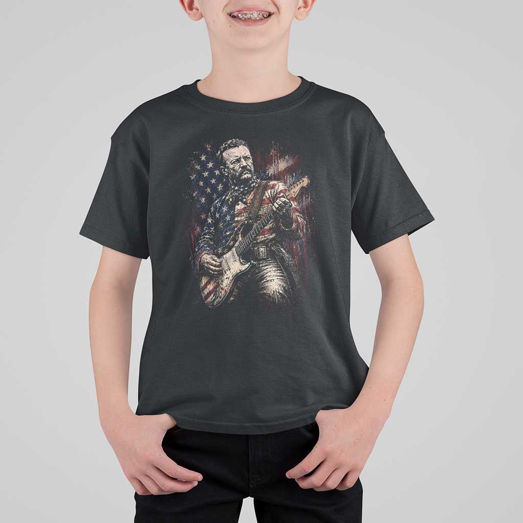 Teddy Roosevelt Playing Guitar 4th of July T Shirt For Kid