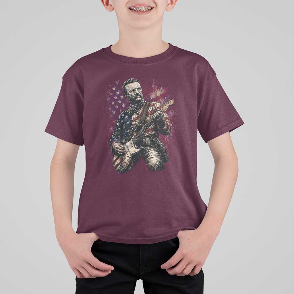 Teddy Roosevelt Playing Guitar 4th of July T Shirt For Kid