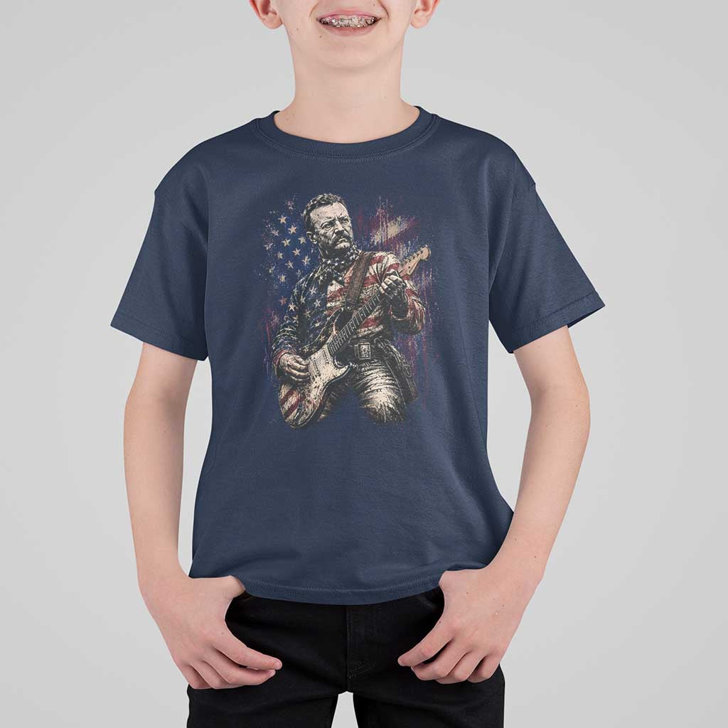 Teddy Roosevelt Playing Guitar 4th of July T Shirt For Kid