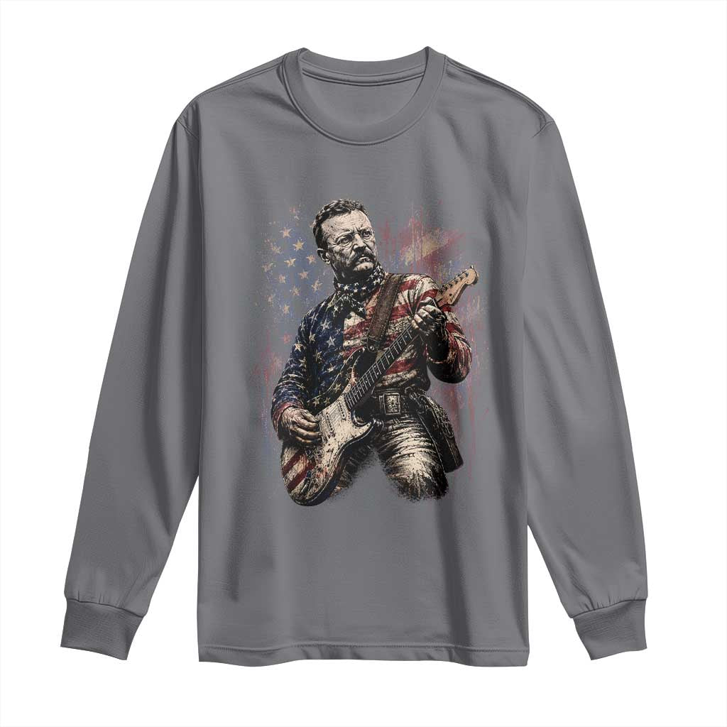 Teddy Roosevelt Playing Guitar 4th of July Long Sleeve Shirt