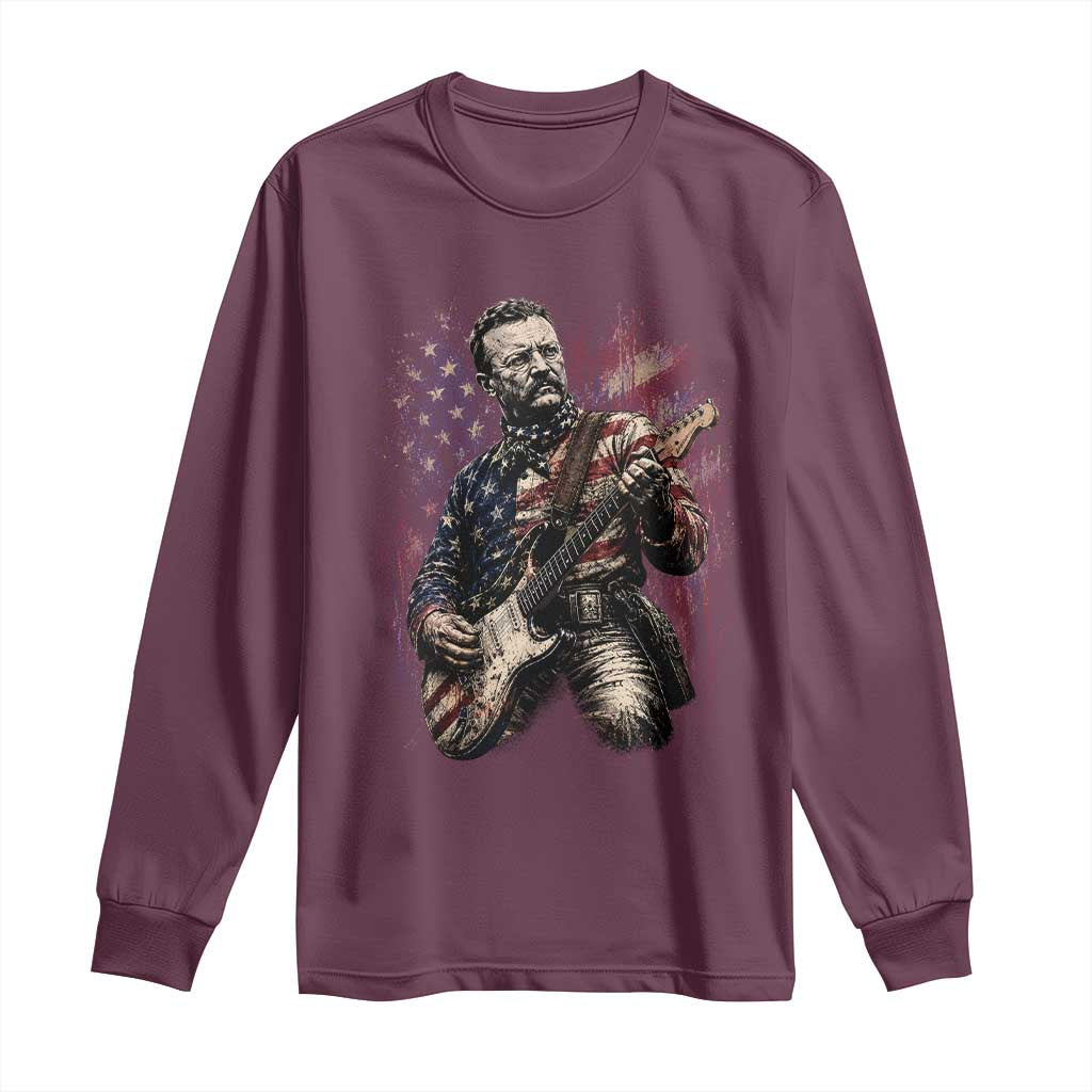 Teddy Roosevelt Playing Guitar 4th of July Long Sleeve Shirt