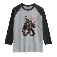 Teddy Roosevelt Playing Guitar 4th of July Raglan Shirt