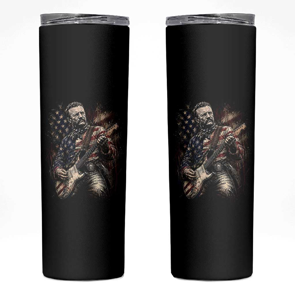 Teddy Roosevelt Playing Guitar 4th of July Skinny Tumbler