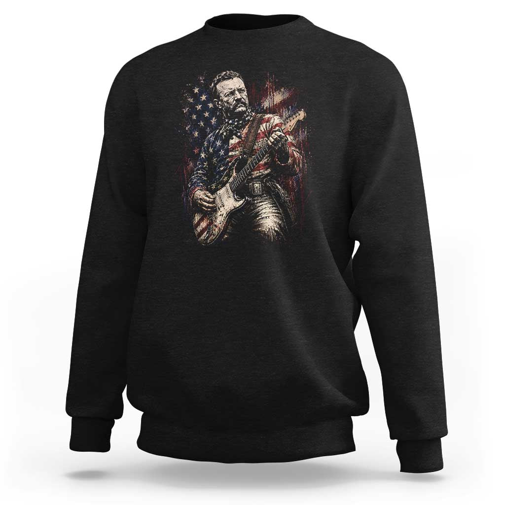 Teddy Roosevelt Playing Guitar 4th of July Sweatshirt