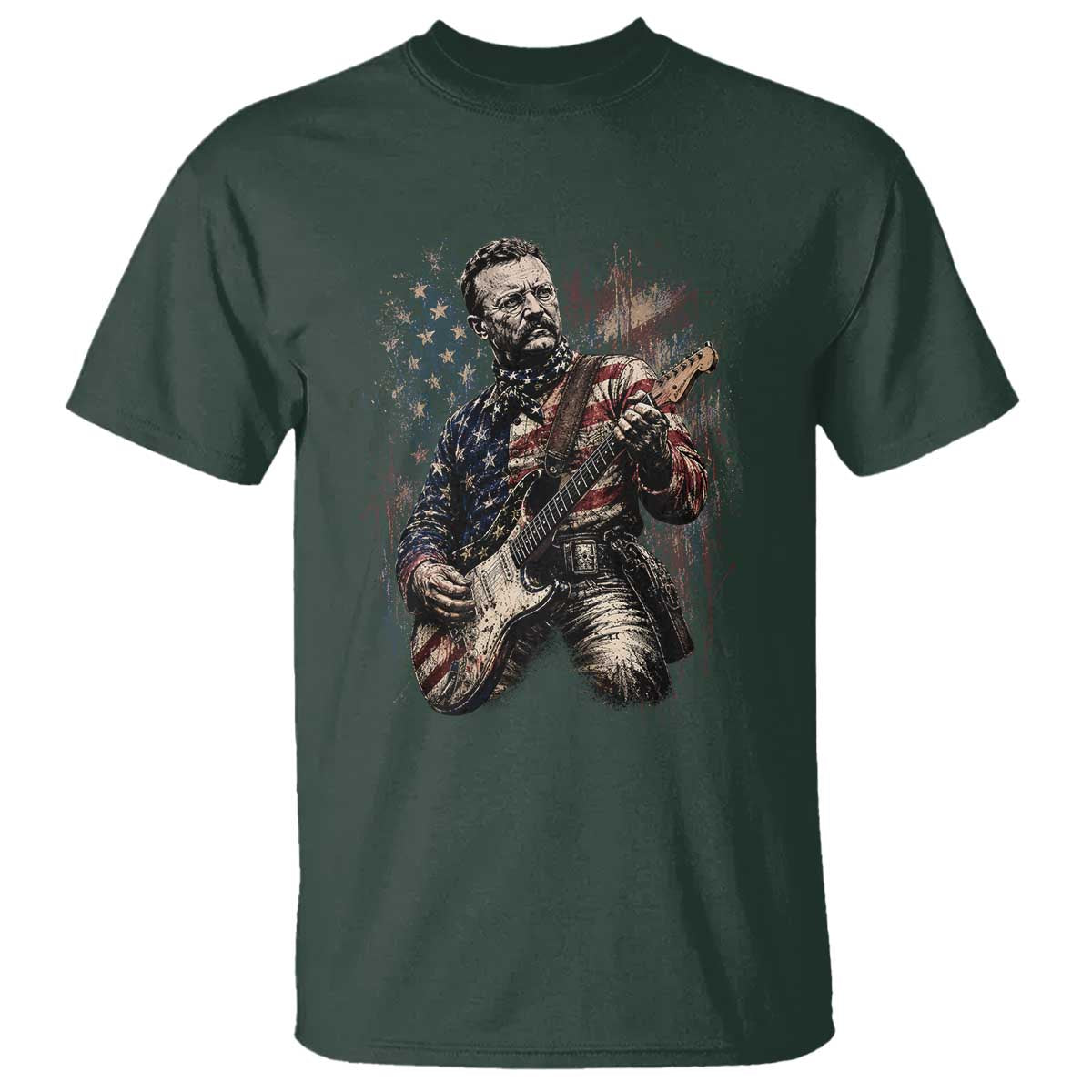 Teddy Roosevelt Playing Guitar 4th of July T Shirt