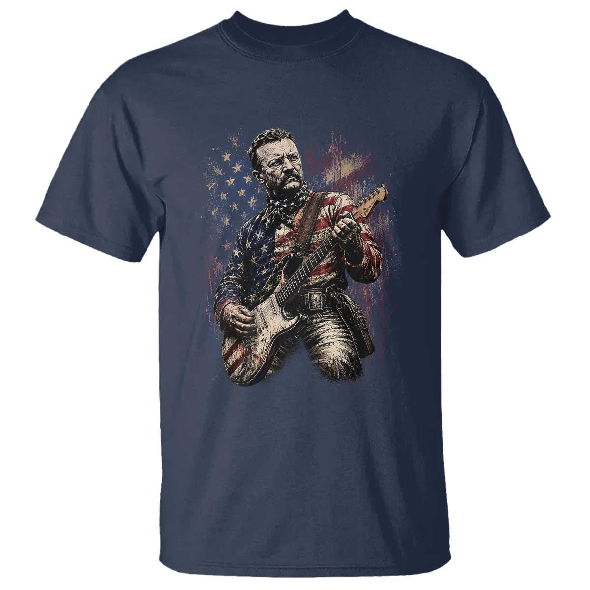 Teddy Roosevelt Playing Guitar 4th of July T Shirt