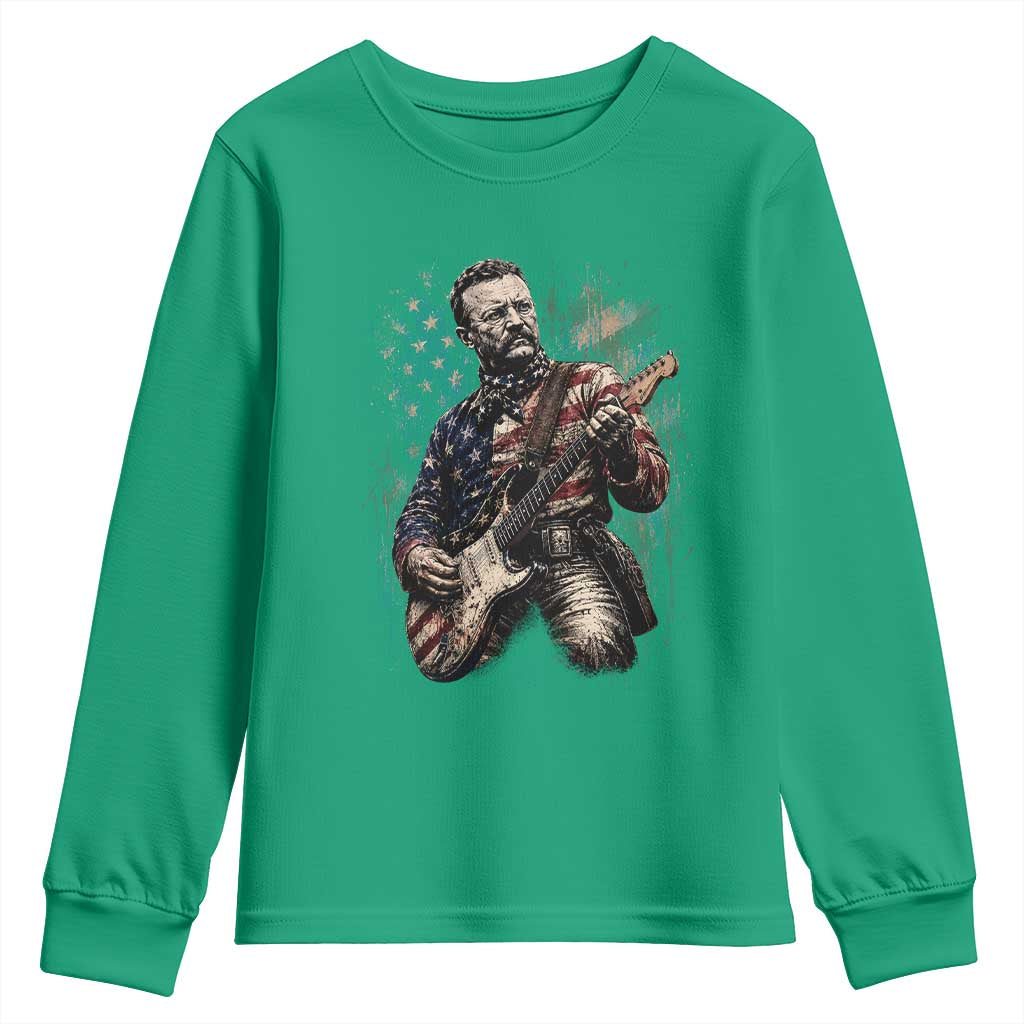 Teddy Roosevelt Playing Guitar 4th of July Youth Sweatshirt