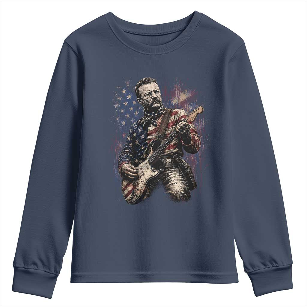 Teddy Roosevelt Playing Guitar 4th of July Youth Sweatshirt