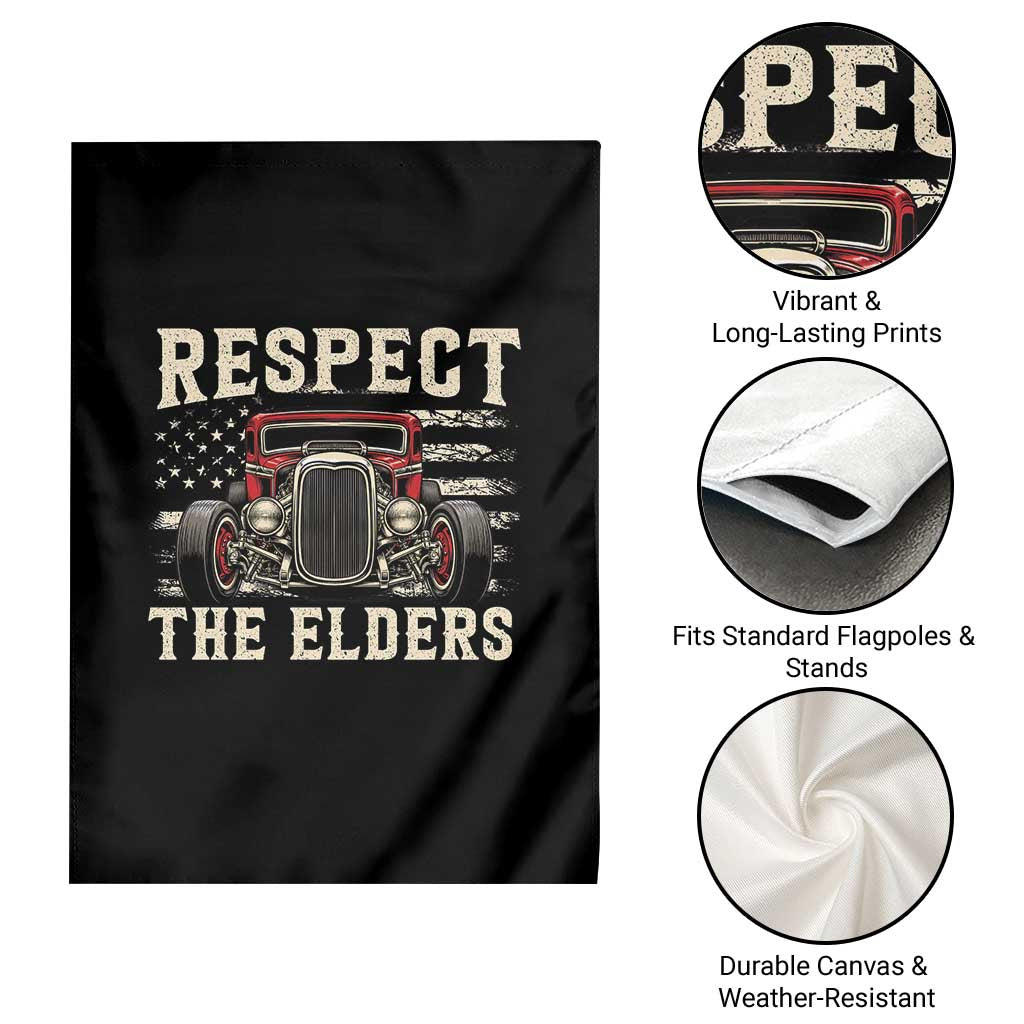 Respect The Elders Garden Flag 1932 American Classic Hotrod