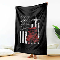 Classic Big Block Blower Throw Blanket Patriotic Racing Engine American Flag Christian Cross