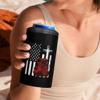Classic Big Block Blower 4 in 1 Can Cooler Tumbler Patriotic Racing Engine American Flag Christian Cross