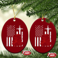 Classic Big Block Blower Ceramic Ornament Patriotic Racing Engine American Flag Christian Cross
