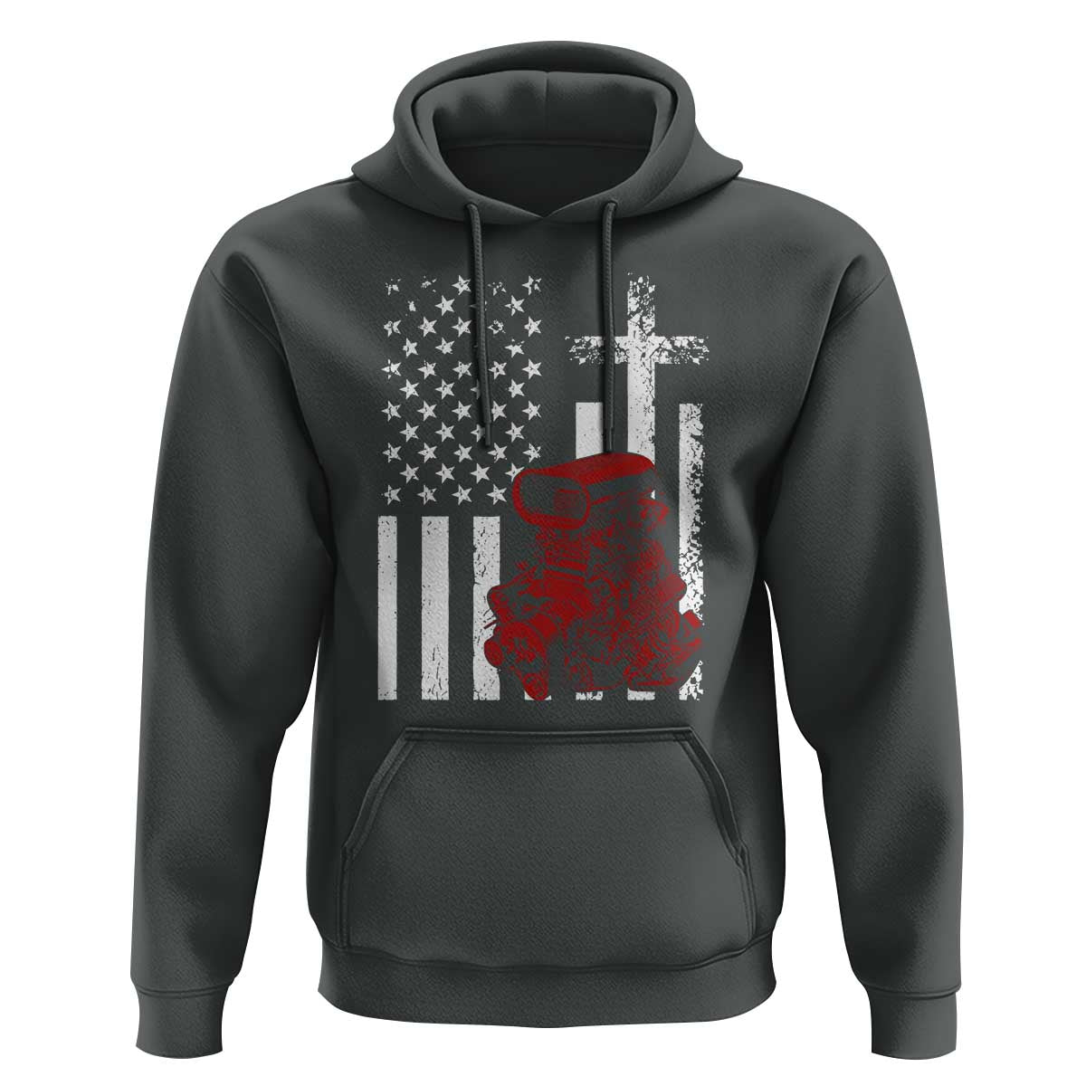 Classic Big Block Blower Hoodie Patriotic Racing Engine American Flag Christian Cross